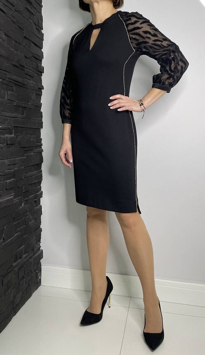 Elegancka sukienka z rękawami z szyfonu M05054 - obrazek 3