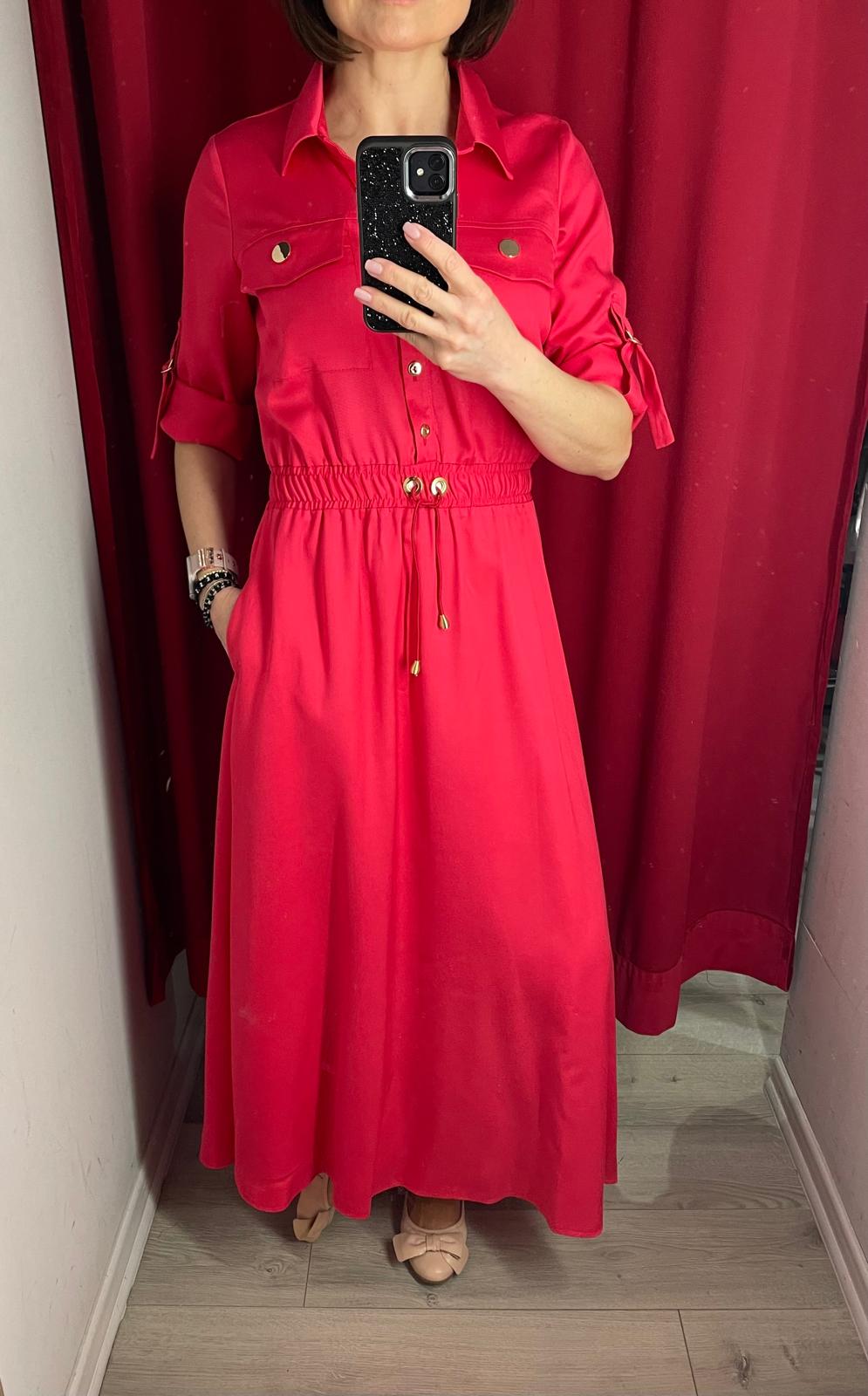 Sukienka Sandra z kieszeniami i ściągaczem w pasie M05492
