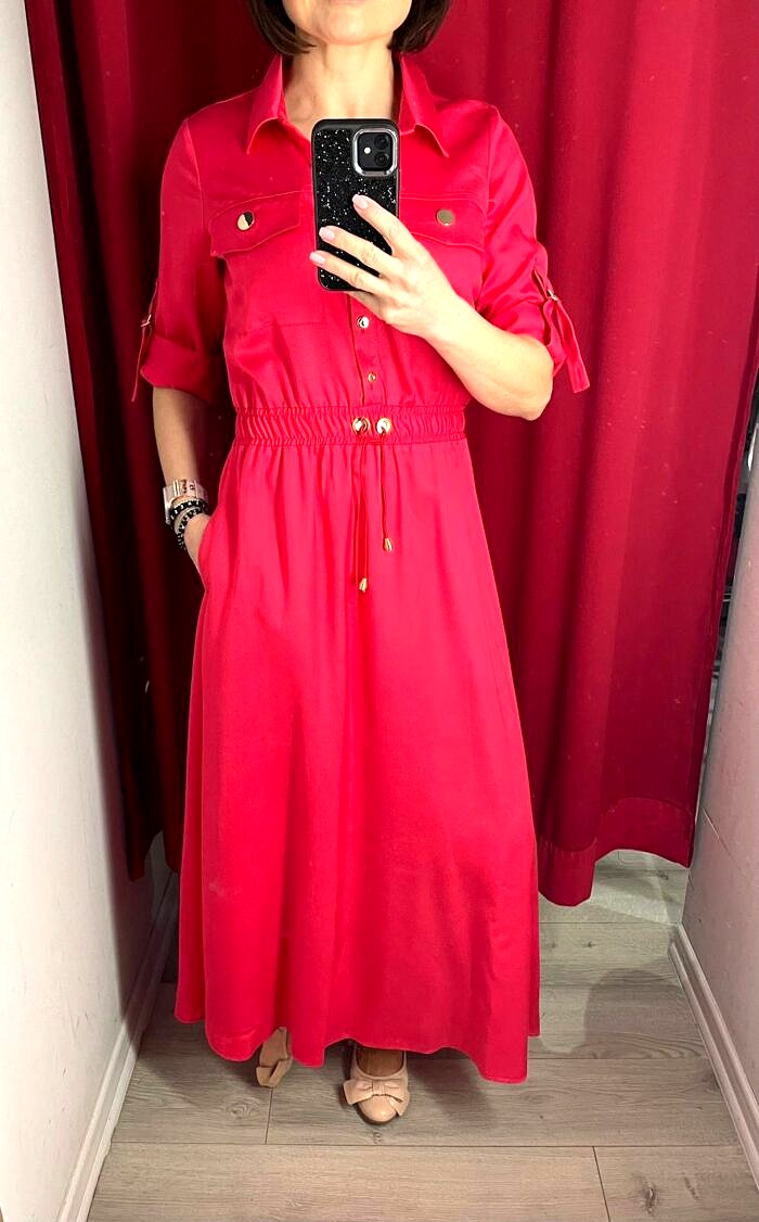 Sukienka Sandra z kieszeniami i ściągaczem w pasie 05492 - obrazek 2