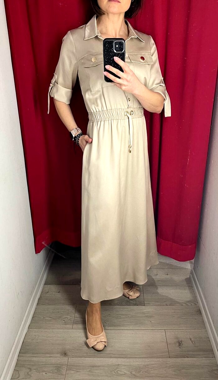 Sukienka Sandra z kieszeniami i ściągaczem w pasie 05492 - obrazek 4