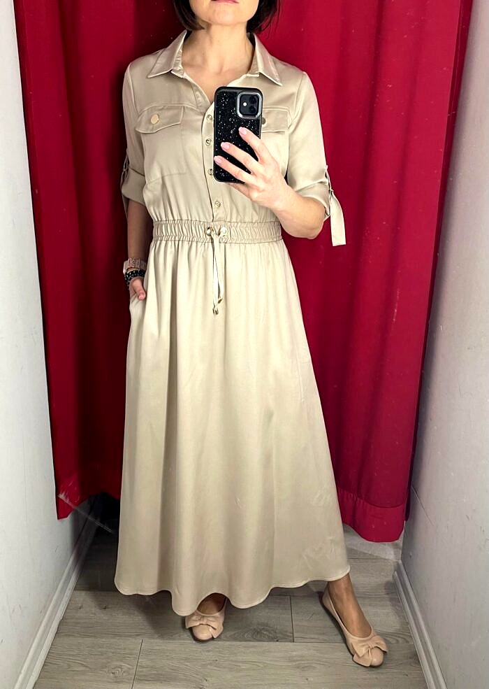 Sukienka Sandra z kieszeniami i ściągaczem w pasie 05492