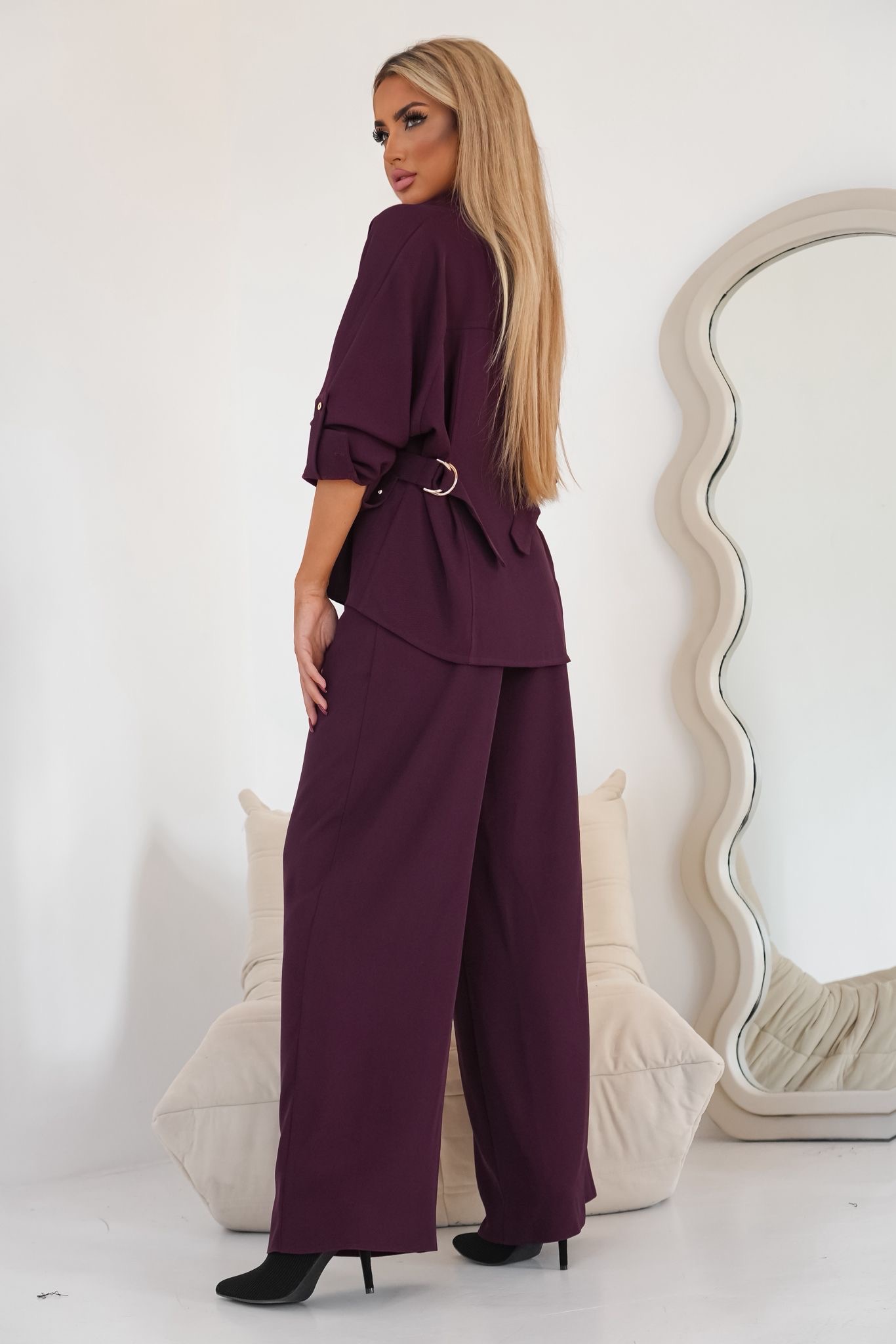 Komplet w kolorze śliwki -bluzka i spodnie M16058 - obrazek 4