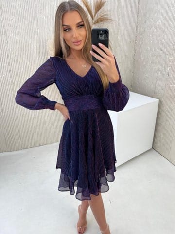 Zwiewna sukienka za kolano - dziewczęca elegancja w lekkim wydaniu M05142 - obrazek 3