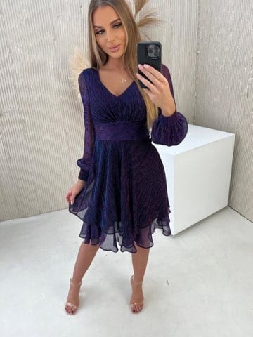 Zwiewna sukienka za kolano - dziewczęca elegancja w lekkim wydaniu M05142 - obrazek 2