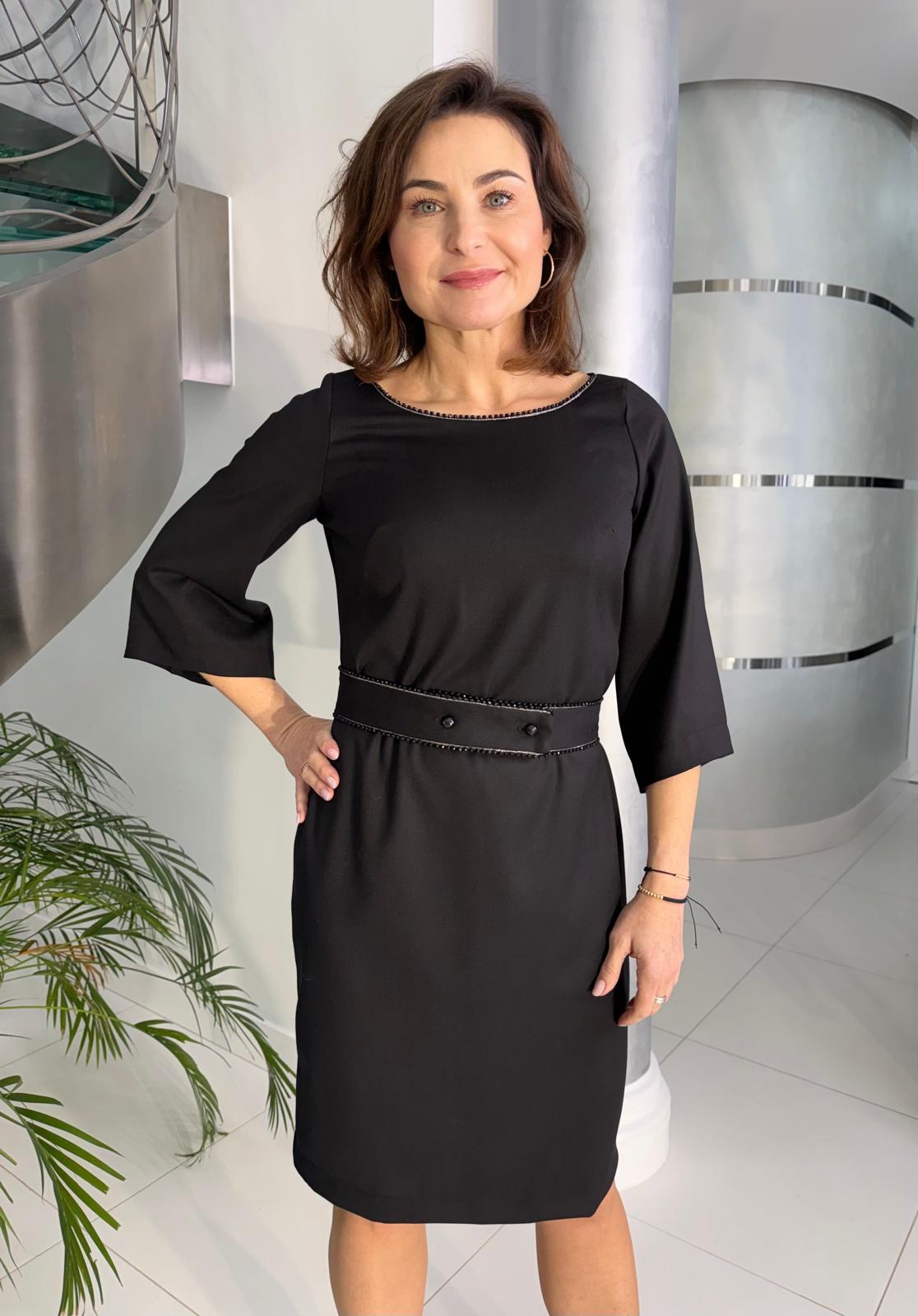 Sukienka Diana elegancka sukienka do kolan z rękawem 3/4 | Klasyka i szyk w nowoczesnym wydaniu 05221