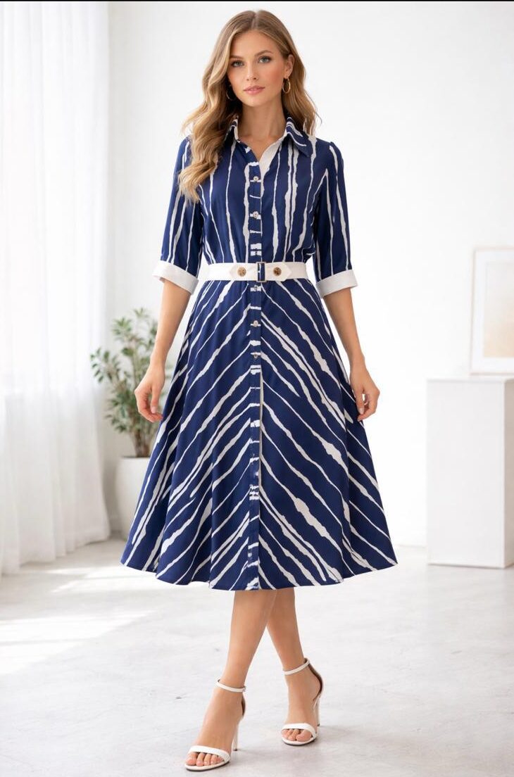 Sukienka koszulowa z kołnierzykiem M05446